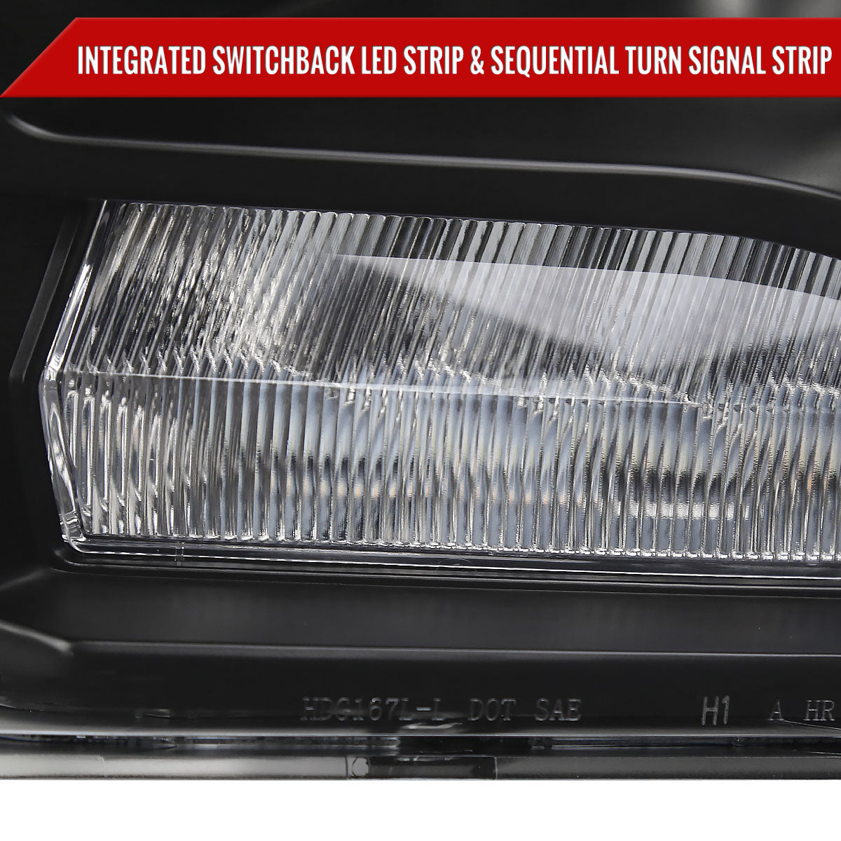 2009-2018 Dodge RAM 1500 / 2019-2021 RAM Classic / 2010-2018 RAM 2500 3500 Switchback Sequential LED Bar Projector Headlights (Matte Black Housing/Clear Lens)