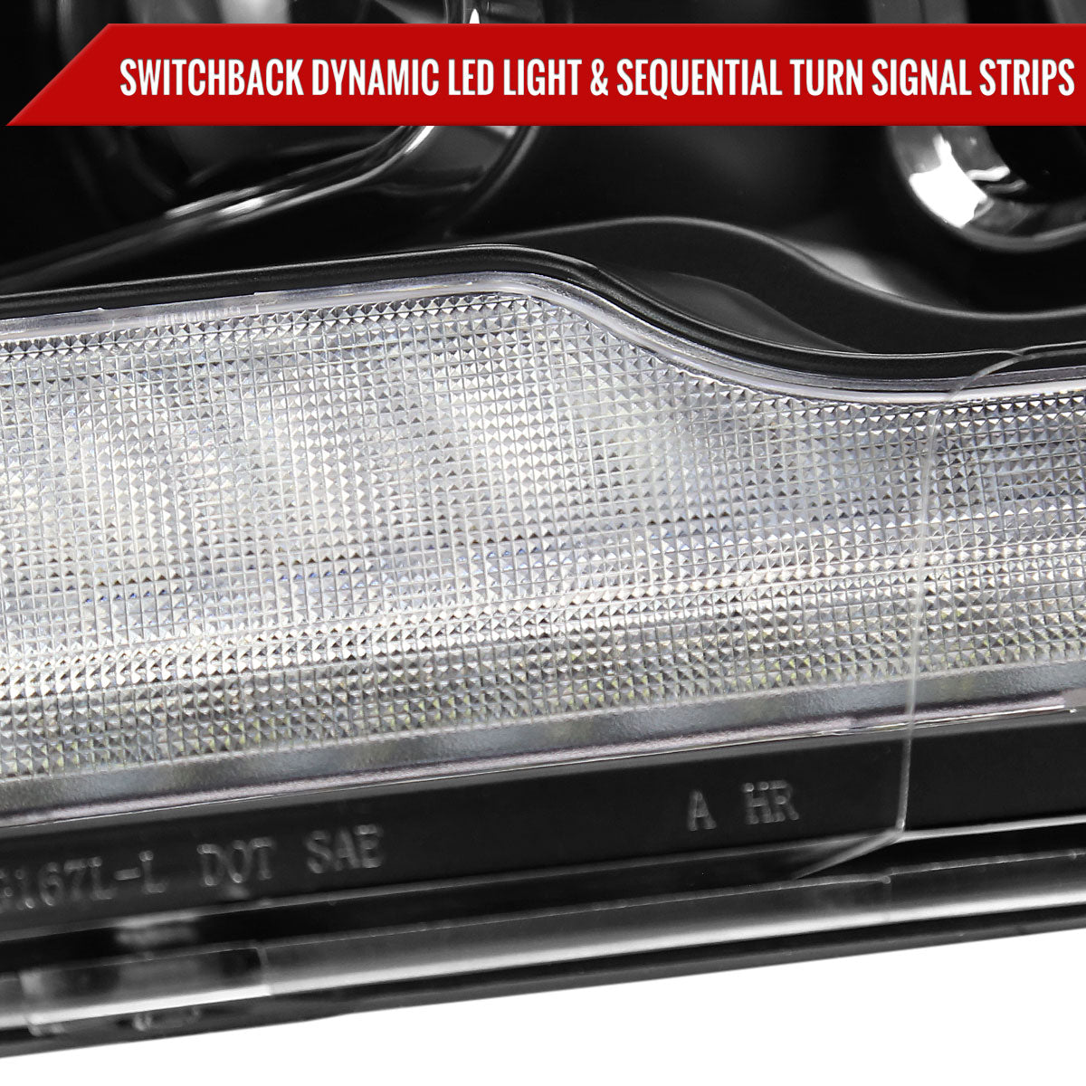 2009-2018 Dodge RAM 1500  / 2019-2021 RAM Classic / 2010-2018 RAM 2500 3500 Switchback Sequential Projector Headlights (Matte Black Housing/Clear Lens)