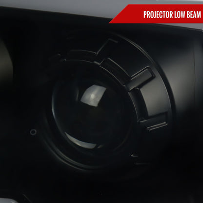 2009-2018 Dodge RAM 1500 / 2019-2021 RAM Classic/ 2010-2018 RAM 2500 3500 Switchback Sequential LED C-Bar Projector Headlights (Black Housing/Smoked Lens)
