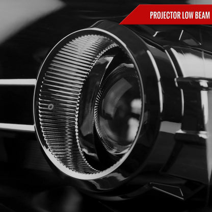 2009-2018 Dodge RAM 1500 / 2019-2021 RAM Classic / 2010-2018 RAM 2500 3500 Switchback Sequential LED Bar Projector Headlights (Jet Black Housing/Smoked Lens)
