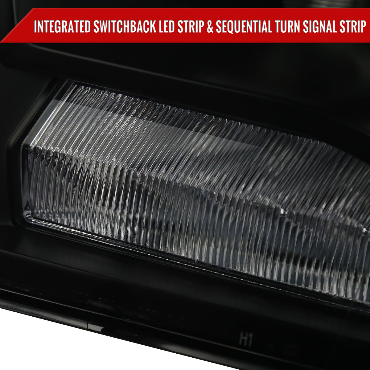 2009-2018 Dodge RAM 1500 / 2019-2021 RAM Classic / 2010-2018 RAM 2500 3500 Switchback Sequential LED Bar Projector Headlights (Jet Black Housing/Smoked Lens)