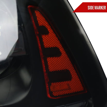 2009-2018 Dodge RAM 1500 / 2019-2021 RAM Classic / 2010-2018 RAM 2500 3500 Switchback Sequential LED Bar Projector Headlights (Jet Black Housing/Smoked Lens)