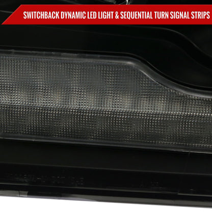 2009-2018 Dodge RAM 1500  / 2019-2021 RAM Classic / 2010-2018 RAM 2500 3500 Switchback Sequential Projector Headlights (Matte Black Housing/Smoked Lens)