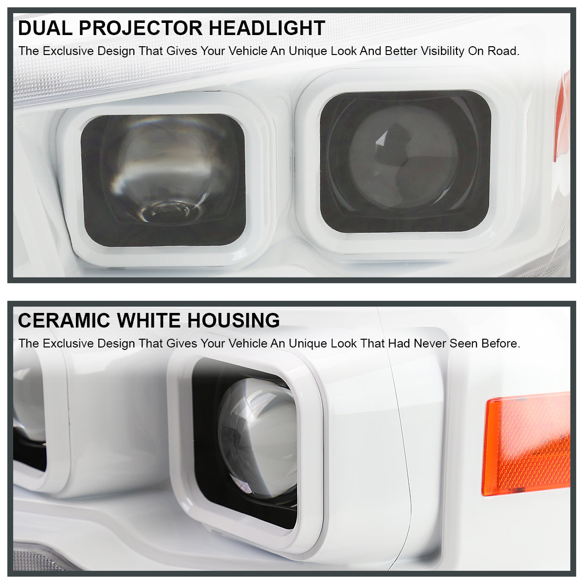 2009-2018 Dodge RAM 1500/2019-2021 RAM Classic/2010-2018 RAM 2500/3500 Switchback Sequential Projector Headlights (White Housing/Clear Lens)