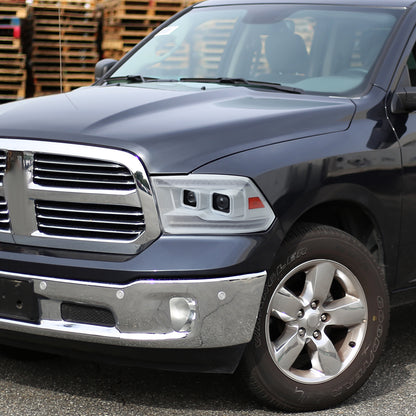 2009-2018 Dodge RAM 1500/2019-2021 RAM Classic/2010-2018 RAM 2500/3500 Switchback Sequential Projector Headlights (White Housing/Clear Lens)