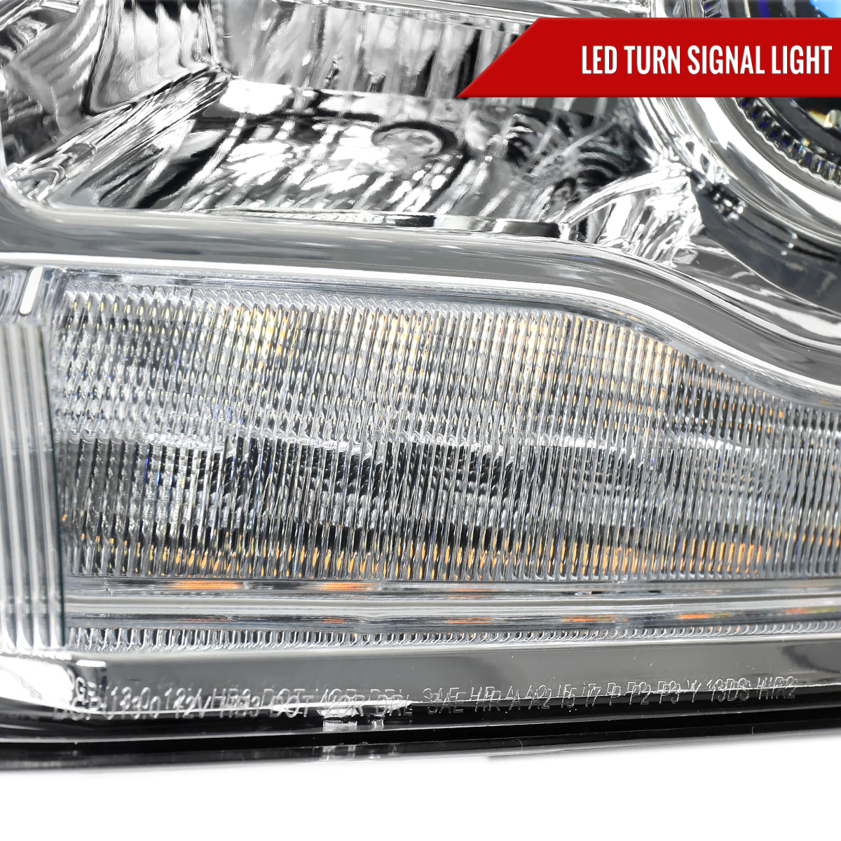 2013-2018 Ram 1500 2500 3500 LED Bar Projector Headlights (Chrome Housing/Clear Lens)