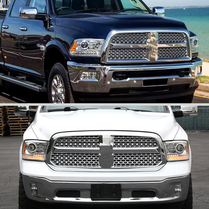 2013-2018 Ram 1500 2500 3500 LED Bar Projector Headlights (Chrome Housing/Clear Lens)