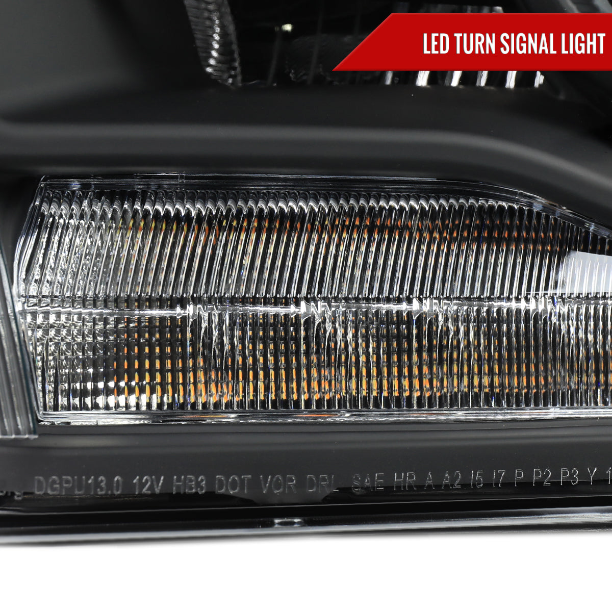 2013-2018 Ram 1500 2500 3500 LED Bar Projector Headlights (Matte Black Housing/Clear Lens)