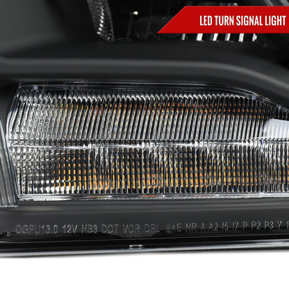 2013-2018 Ram 1500 2500 3500 LED Bar Projector Headlights (Matte Black Housing/Clear Lens)
