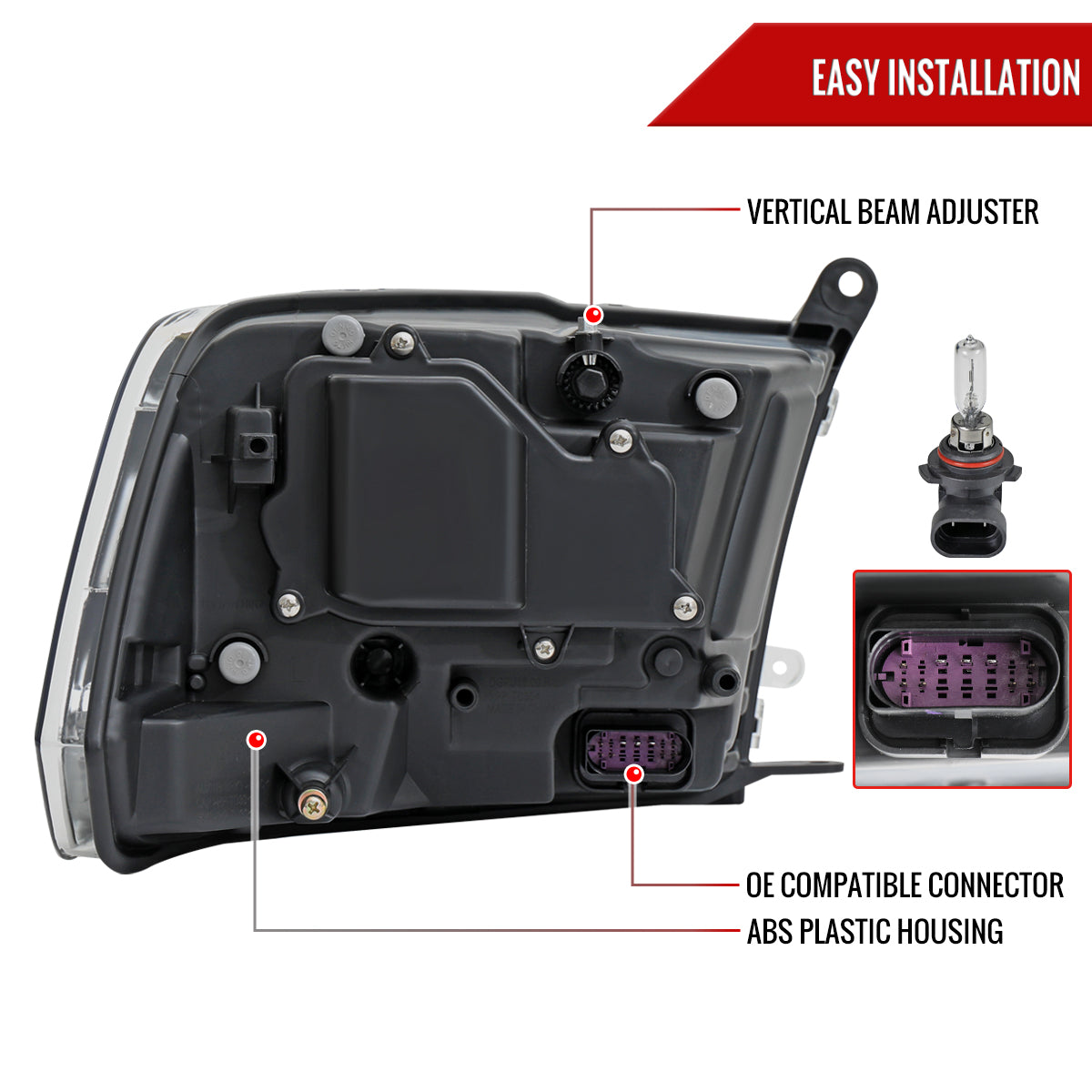 2013-2018 Ram 1500 2500 3500 LED Bar Projector Headlights (Matte Black Housing/Clear Lens)