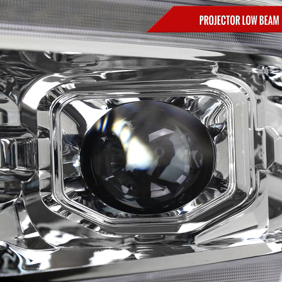 2019-2024 Dodge RAM 1500 Switchback Sequential LED Turn Signal Projector Headlights (Chrome Housing/Clear Lens)