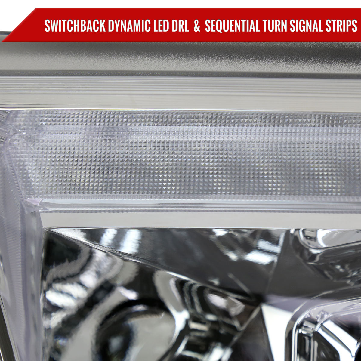 2019-2024 Dodge RAM 1500 Switchback Sequential LED Turn Signal Projector Headlights (Chrome Housing/Clear Lens)