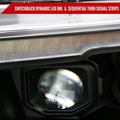 2019-2024 Dodge RAM 1500 Switchback Sequential LED Turn Signal Projector Headlights (Matte Black Housing/Clear Lens)
