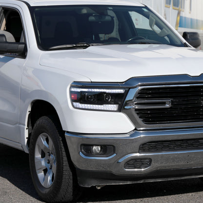 2019-2024 Dodge RAM 1500 Switchback Sequential LED Turn Signal Projector Headlights (Matte Black Housing/Clear Lens)