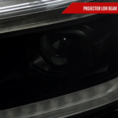 2019-2024 Dodge RAM 1500 Switchback Sequential LED Turn Signal Projector Headlights (Matte Black Housing/Smoked Lens)