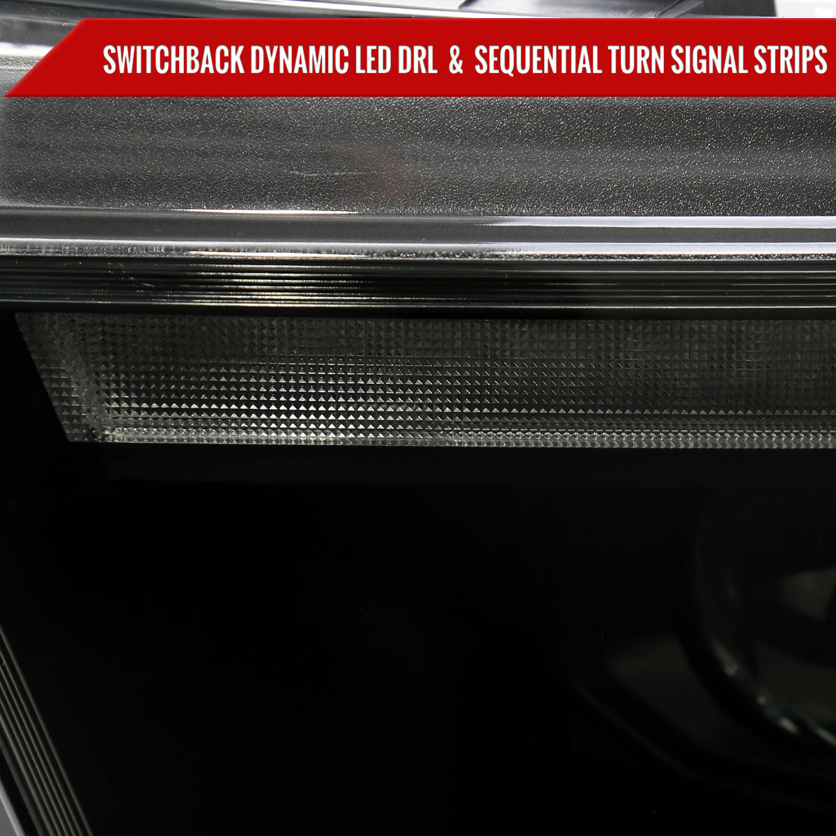 2019-2024 Dodge RAM 1500 Switchback Sequential LED Turn Signal Projector Headlights (Matte Black Housing/Smoked Lens)