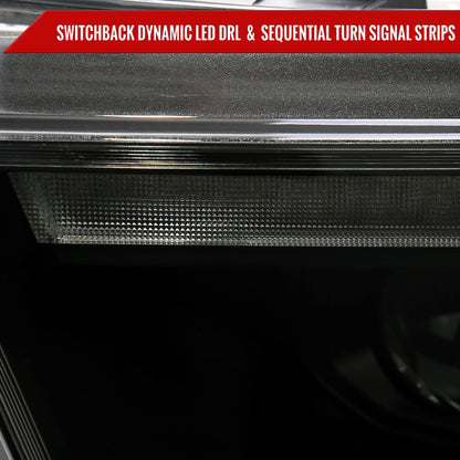 2019-2024 Dodge RAM 1500 Switchback Sequential LED Turn Signal Projector Headlights (Matte Black Housing/Smoked Lens)