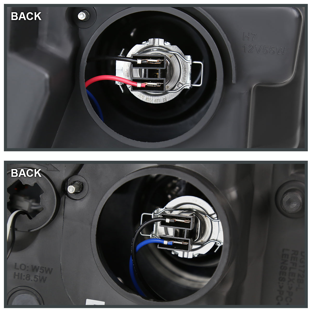 2019-2024 Dodge RAM 1500 Switchback Sequential LED Turn Signal Projector Headlights (White Housing/Clear Lens)