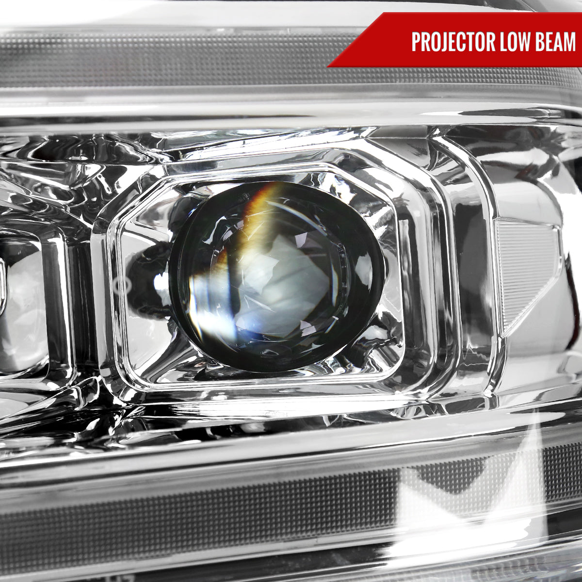 2019-2024 Dodge RAM 2500/3500/4500/5500 Switchback Sequential LED Turn Signal Projector Headlights (Chrome Housing/Clear Lens)