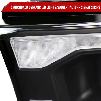 2019-2024 Dodge RAM 2500/3500/4500/5500 Switchback Sequential LED Turn Signal Projector Headlights (Matte Black Housing/Clear Lens)