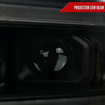 2019-2024 Dodge RAM 2500/3500/4500/5500 Switchback Sequential LED Turn Signal Projector Headlights (Jet Black Housing/Smoked Lens)