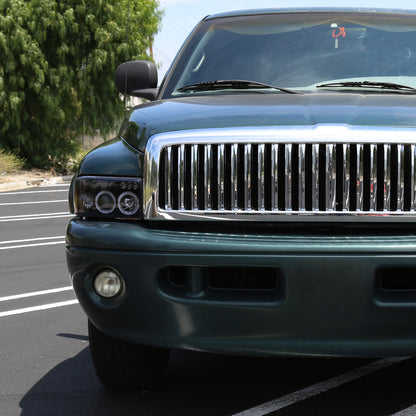 1994-2001 Dodge RAM 1500 2500 3500 Dual Halo Projector Headlights (Glossy Black Housing/Smoked Lens)
