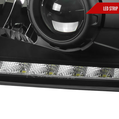 1994-2001 Dodge RAM 1500/ 1994-2002 RAM 2500 3500 Projector Headlights w/ SMD LED Light Strip (Matte Black Housing/Clear Lens)