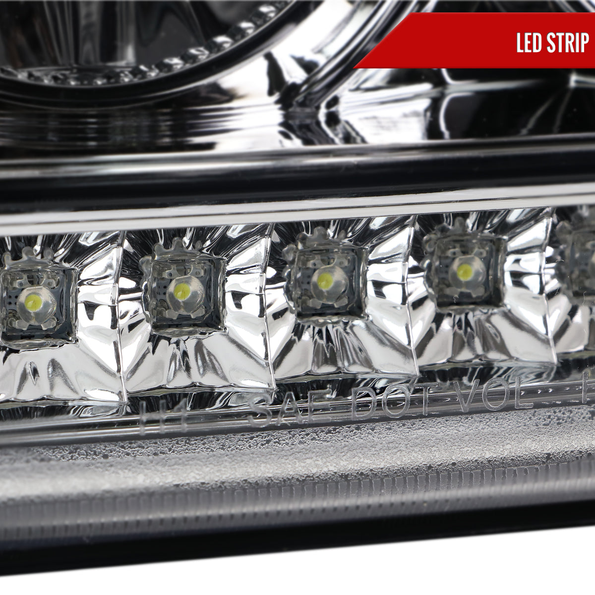 2001-2011 Ford Ranger Projector Headlights w/ LED Light Strip & LED Turn Signal Lights (Chrome Housing/Clear Lens)