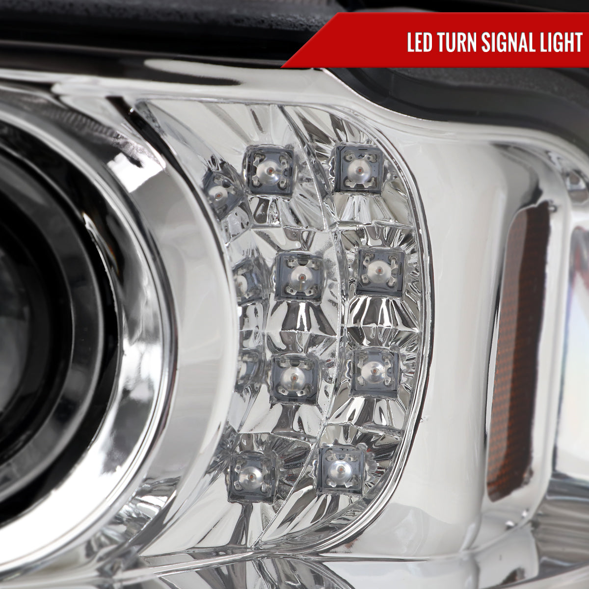 2001-2011 Ford Ranger Projector Headlights w/ LED Light Strip & LED Turn Signal Lights (Chrome Housing/Clear Lens)