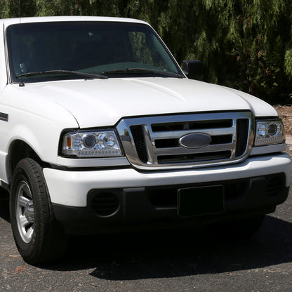 2001-2011 Ford Ranger Projector Headlights w/ LED Light Strip & LED Turn Signal Lights (Chrome Housing/Clear Lens)