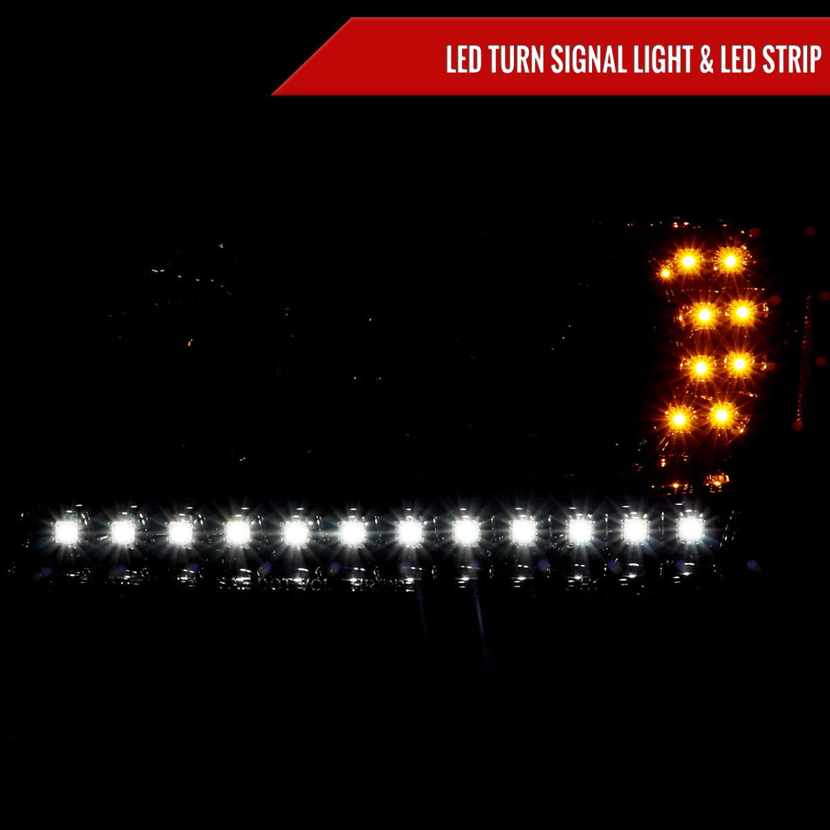 2001-2011 Ford Ranger Projector Headlights w/ LED Light Strip & LED Turn Signal Lights (Jet Black Housing/Clear Lens)