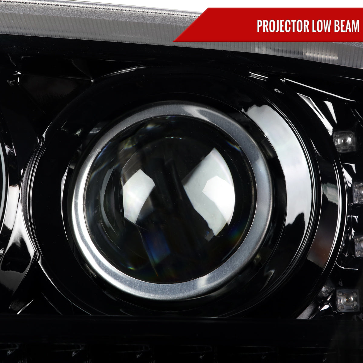 2001-2011 Ford Ranger Projector Headlights w/ LED Light Strip & LED Turn Signal Lights (Jet Black Housing/Clear Lens)