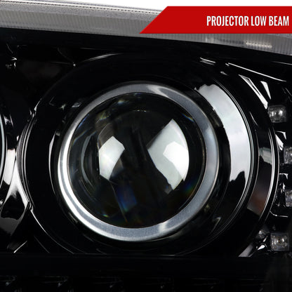 2001-2011 Ford Ranger Projector Headlights w/ LED Light Strip & LED Turn Signal Lights (Jet Black Housing/Clear Lens)