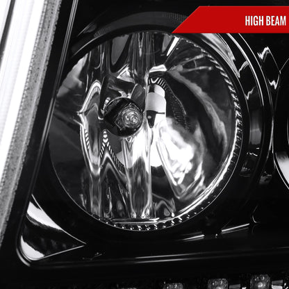 2001-2011 Ford Ranger Projector Headlights w/ LED Light Strip & LED Turn Signal Lights (Jet Black Housing/Clear Lens)