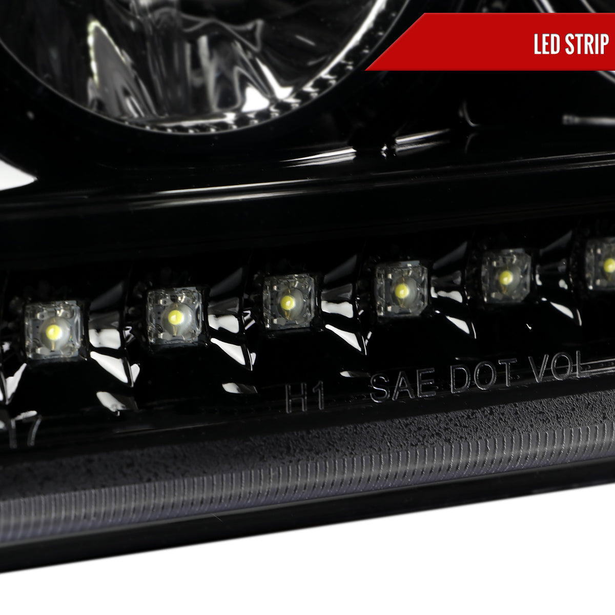 2001-2011 Ford Ranger Projector Headlights w/ LED Light Strip & LED Turn Signal Lights (Jet Black Housing/Clear Lens)