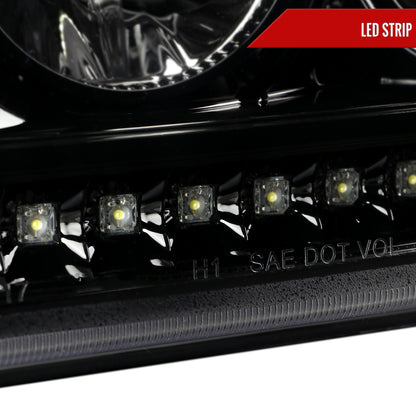 2001-2011 Ford Ranger Projector Headlights w/ LED Light Strip & LED Turn Signal Lights (Jet Black Housing/Clear Lens)
