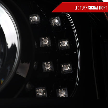 2001-2011 Ford Ranger Projector Headlights w/ LED Light Strip & LED Turn Signal Lights (Jet Black Housing/Clear Lens)