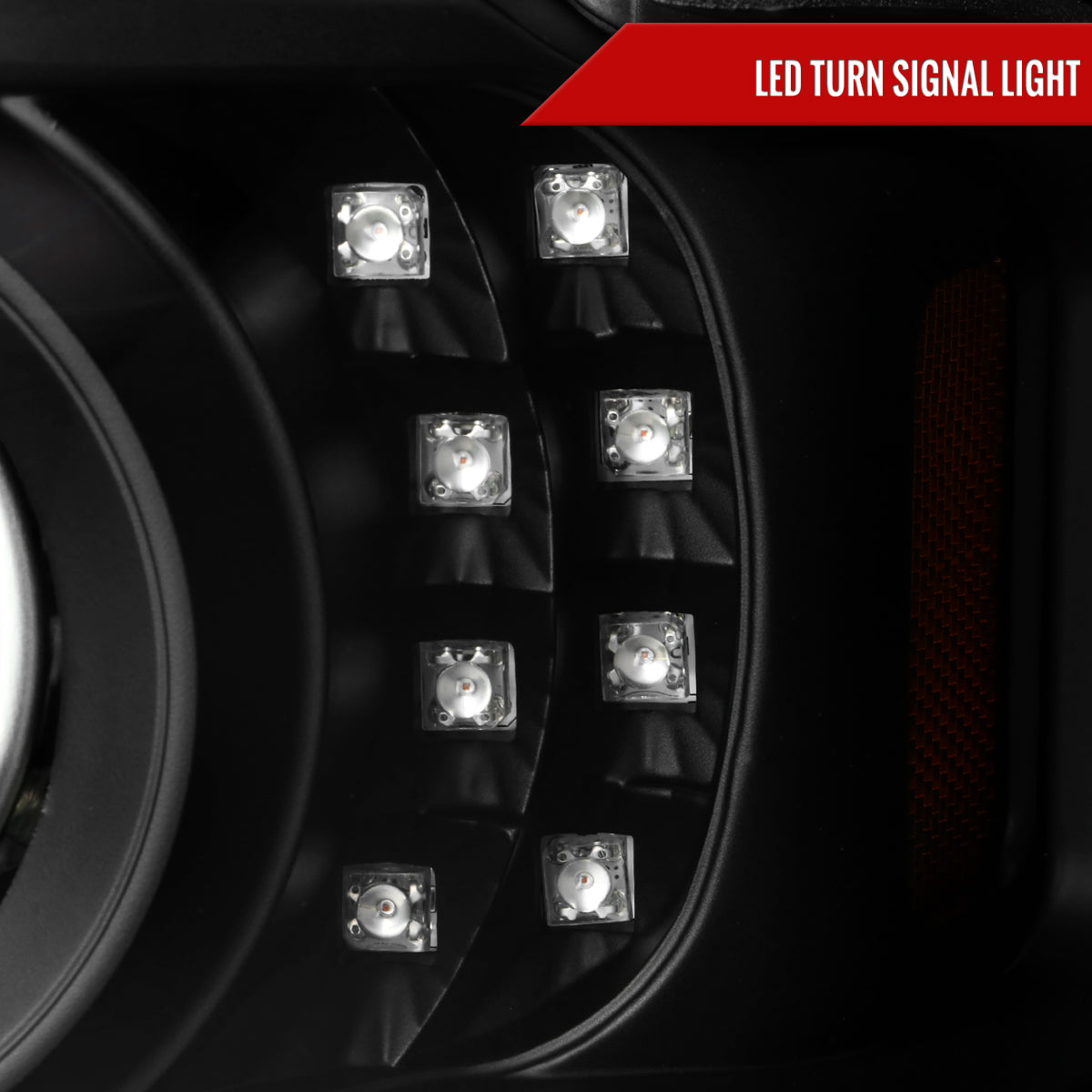 2001-2011 Ford Ranger Projector Headlights w/ LED Light Strip & LED Turn Signal Lights (Matte Black Housing/Clear Lens)