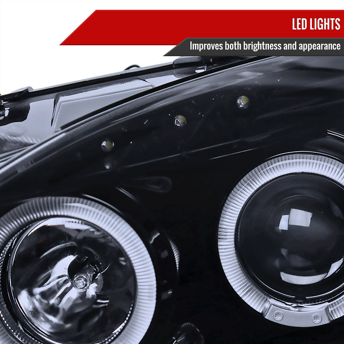 2000-2003 Honda S2000 AP1 Dual Halo Projector Headlights (Glossy Black Housing/Smoked Lens)