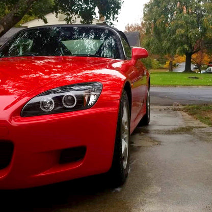 2000-2003 Honda S2000 AP1 Dual Halo Projector Headlights (Matte Black Housing/Clear Lens)