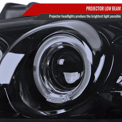 2000-2003 Nissan Sentra Dual Halo Projector Headlights (Glossy Black Housing/Smoked Lens)
