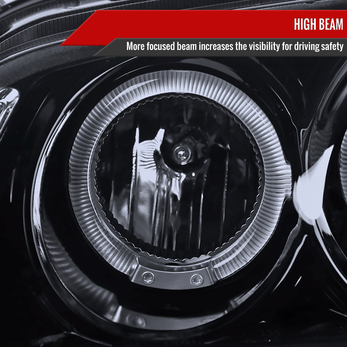 2000-2003 Nissan Sentra Dual Halo Projector Headlights (Glossy Black Housing/Smoked Lens)