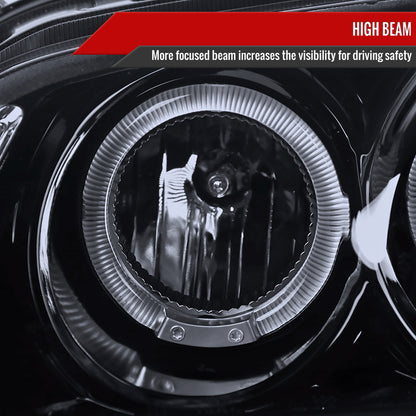 2000-2003 Nissan Sentra Dual Halo Projector Headlights (Glossy Black Housing/Smoked Lens)