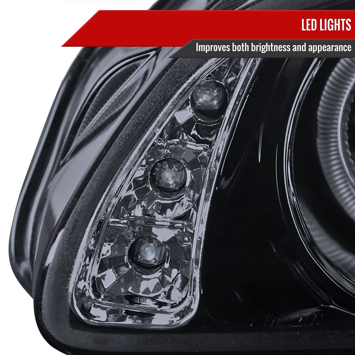2000-2003 Nissan Sentra Dual Halo Projector Headlights (Glossy Black Housing/Smoked Lens)