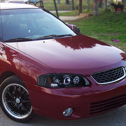 2000-2003 Nissan Sentra Dual Halo Projector Headlights (Glossy Black Housing/Smoked Lens)