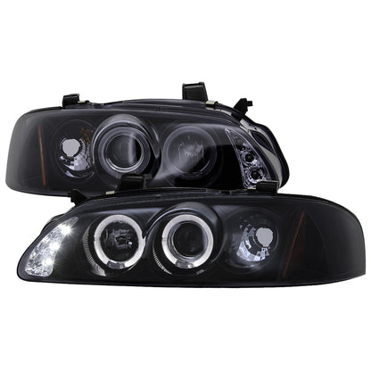 2000-2003 Nissan Sentra Dual Halo Projector Headlights (Glossy Black Housing/Smoked Lens)