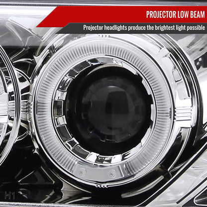 1995-1999 Nissan Sentra/200SX Dual Halo Projector Headlights (Chrome Housing/Clear Lens)