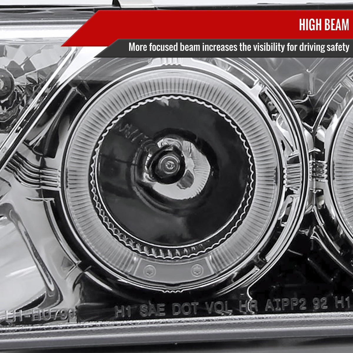 1995-1999 Nissan Sentra/200SX Dual Halo Projector Headlights (Chrome Housing/Clear Lens)