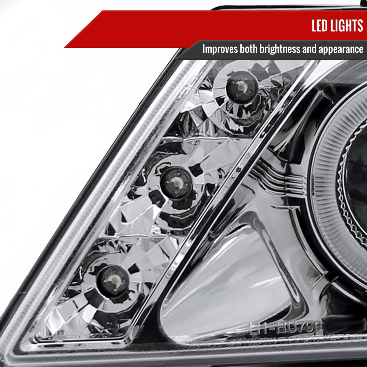 1995-1999 Nissan Sentra/200SX Dual Halo Projector Headlights (Chrome Housing/Clear Lens)