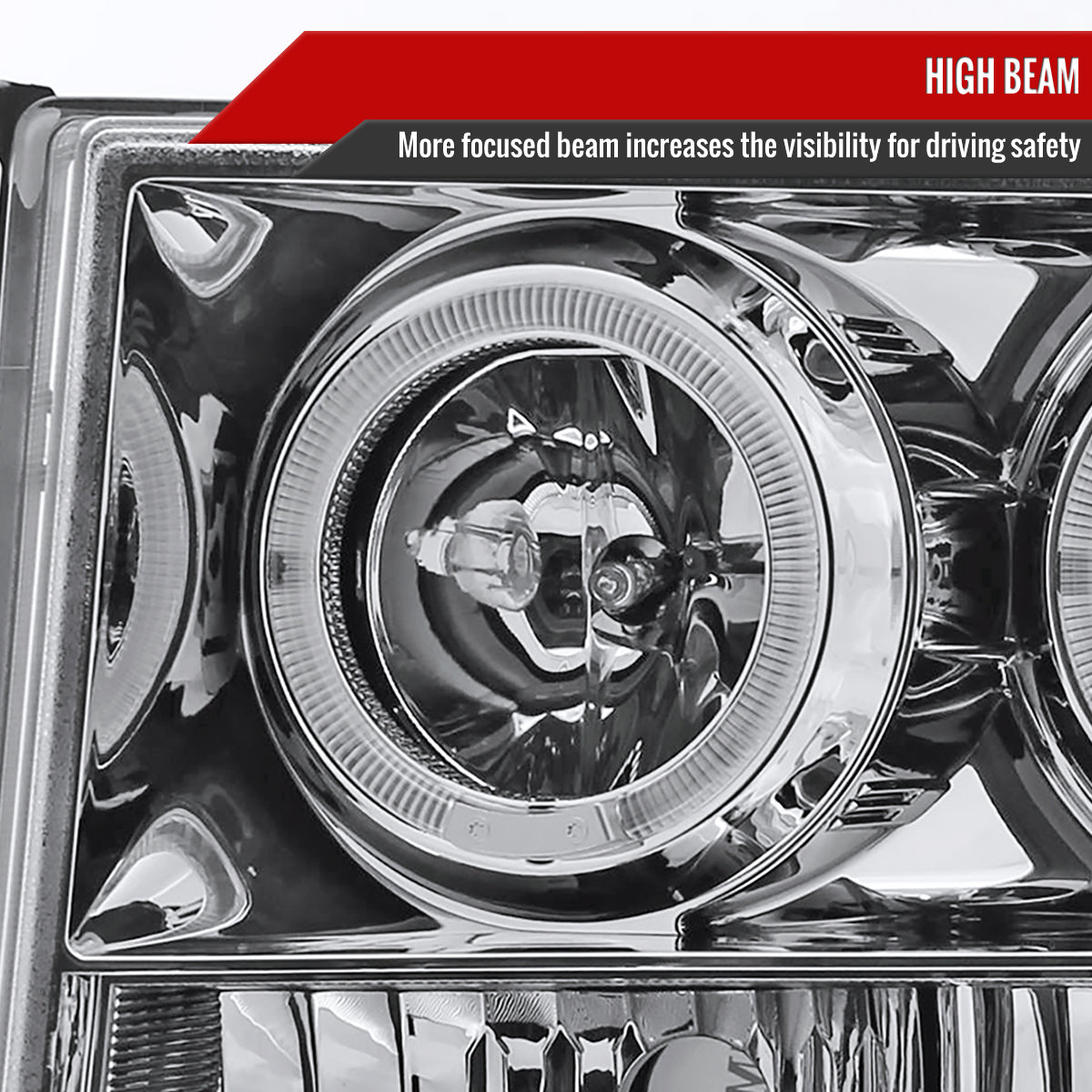 2007-2014 GMC Sierra Dual Halo Projector Headlights (Chrome Housing/Clear Lens)